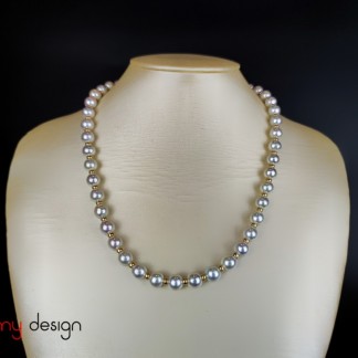 Sea pearl necklace with 9k gold and round button